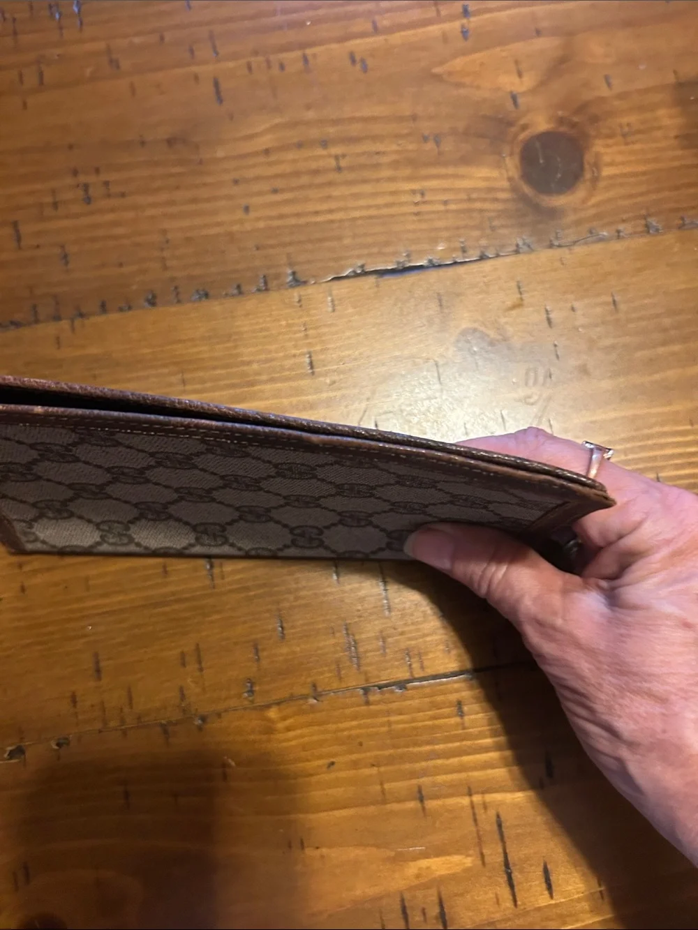 Gucci Beige Canvas Continental Wallet with Brown Trim - Picture 7 of 8
